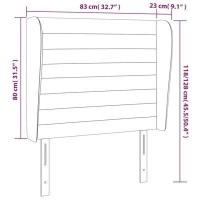 Hoofdbord met randen 83x23x118/128 cm fluweel donkergroen