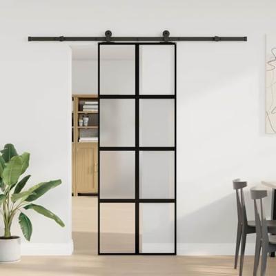 VidaXL Schuifdeur met beslag 76x205 cm gehard glas en aluminium VidaXL Schuifdeur met beslag 76x205 cm gehard glas en aluminium