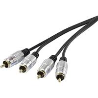 SpeaKa Professional SP-7870144 Cinch Audio Aansluitkabel [2x Cinch-stekker - 2x Cinch-stekker] 1.00 m Zwart SuperSoft-mantel, Vergulde steekcontacten - thumbnail
