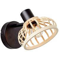 Brilliant WandlampNorah zwart met hout - 99737/76 - thumbnail