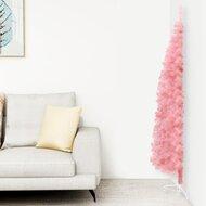 VidaXL Kunstkerstboom half met standaard smal 150 cm roze - thumbnail
