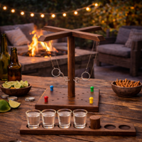 Houten Ring Toss Drinking Game - 32,5 cm - 4 Shotglaasjes - thumbnail