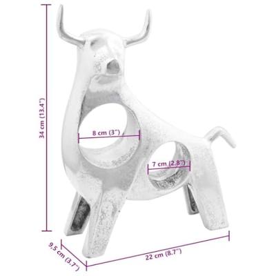 VidaXL Stierensculptuur zilver 22 x 9.5 x 34 cm aluminium VidaXL Stierensculptuur zilver 22 x 9.5 x 34 cm aluminium