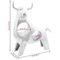 VidaXL Stierensculptuur zilver 22 x 9.5 x 34 cm aluminium - thumbnail