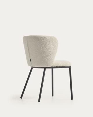 Kave Home Eetkamerstoel 'Ciselia' Bouclé, kleur Wit Kave Home Eetkamerstoel 'Ciselia' Bouclé, kleur Wit