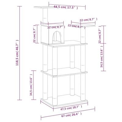 Kattenkrabpaal met sisal krabpalen 119 cm crmekleurig
