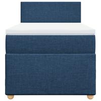 Boxspring met matras stof blauw 90x200 cm - thumbnail