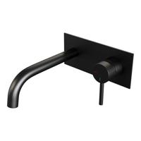Brauer Stripe inbouw wastafelmengkraan met gebogen uitloop en afdekplaat model A1 mat zwart - thumbnail