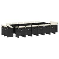 17-delige Tuinset met kussens poly rattan zwart - thumbnail