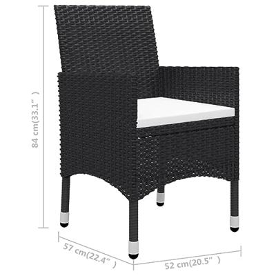 3-delige Tuinset poly rattan en gehard glas zwart - thumbnail