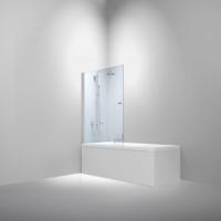 Badwand Van Rijn ST02 Klapwand 80x150 cm Helder Glas 6 mm Chroom van Rijn - thumbnail