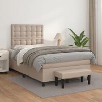 Boxspring met matras kunstleer cappuccinokleurig 120x200 cm - thumbnail