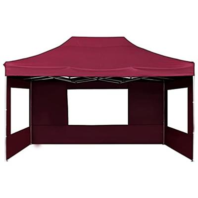 Partytent inklapbaar met wanden 4,5x3 m aluminium wijnrood