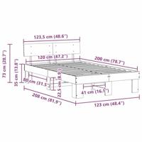 Bedframe met hoofdeinde Bruin 120 x 200 cm Massief grenenhout - thumbnail