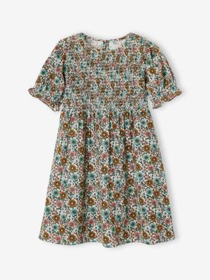 Meisjesjurk met smokwerk lichtgeel Meisjesjurk met smokwerk lichtgeel