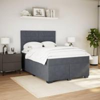 Boxspring met matras fluweel donkergrijs 140x200 cm - thumbnail