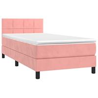 Boxspring met matras en LED fluweel roze 90x200 cm - thumbnail