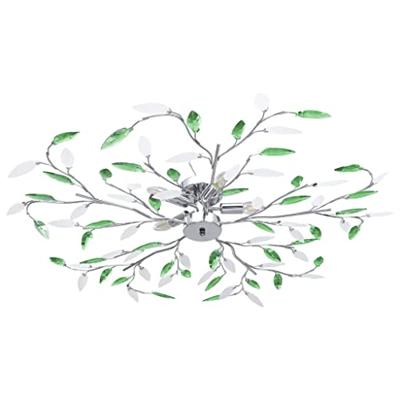 VidaXL Plafondlamp met acryl kristallen bladarmen voor 5xe14 groen VidaXL Plafondlamp met acryl kristallen bladarmen voor 5xe14 groen