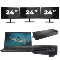 Fujitsu LIFEBOOK U7311 - Intel Core i5-11e Generatie - 13 inch - 16GB RAM - 256GB SSD - Windows 11 Home + 3x 24 inch Monitor - thumbnail