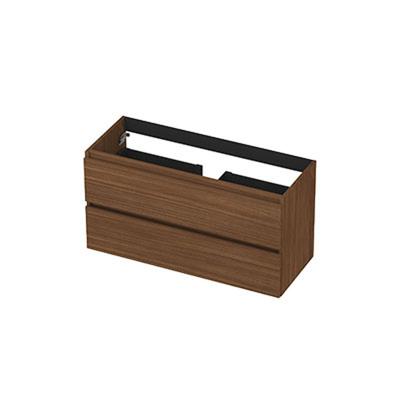 INK - Onderkast 2 Laden Greeploos met Houten Keerlijst - 1000x400x520 Mm - Warm Walnoot