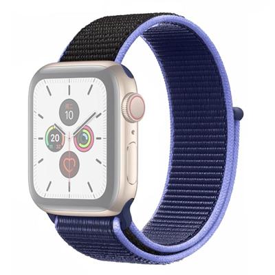 Voor Apple Watch Series 5 & 4 44mm/3 & 2 & 1 42mm kleur bijpassende nylon horlogeband (zwart + blauw)