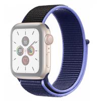 Voor Apple Watch Series 5 & 4 44mm/3 & 2 & 1 42mm kleur bijpassende nylon horlogeband (zwart + blauw) - thumbnail