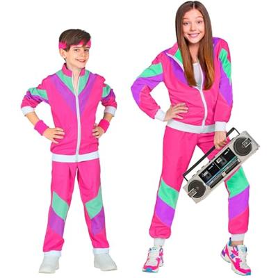 Roze 80&apos;s Party Trainingspak Kind - thumbnail