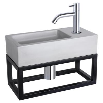 Differnz Differnz Ravo fonteinset beton lichtgrijs - kraan gebogen - met handdoekrek chroom