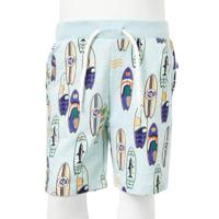Kindershorts met trekkoord 116 gemleerd zachtblauw - thumbnail