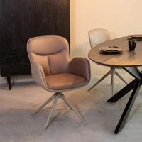 LABEL51 Eetkamerstoel Lasse - Bruin - Microfiber - Taupe Frame - thumbnail