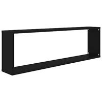 Wandschappen kubus 4 st 100x15x30 cm spaanplaat zwart - thumbnail