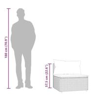 Tuinmiddenbank met kussens poly rattan bruin - thumbnail