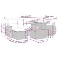 7-delige Loungeset met kussens poly rattan grijs - thumbnail