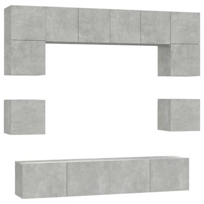 8-delige Tv-meubelset bewerkt hout betongrijs