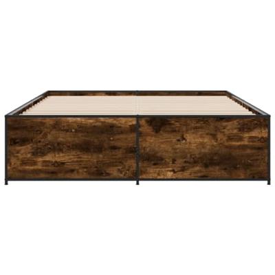 Bedframe bewerkt hout metaal gerookt eikenkleurig 150x200 cm