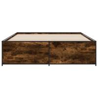 Bedframe bewerkt hout metaal gerookt eikenkleurig 150x200 cm - thumbnail