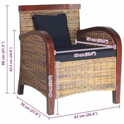 Fauteuil handgeweven rattan Fauteuil handgeweven rattan