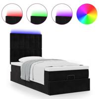 Ottoman bed met matrassen en LED's 90x190cm fluweel zwart - thumbnail