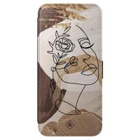 Samsung Galaxy A57 flipcase - Abstract gezicht bruin - thumbnail