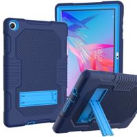 Voor Huawei MatePad T10 Contrast Color Shockproof Siliconen + PC Beschermhoes met houder (Navy Blue) - thumbnail