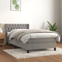 Boxspring met matras fluweel lichtgrijs 100x200 cm - thumbnail