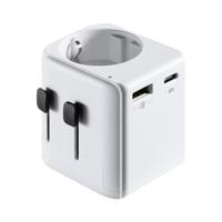 Reisadapter, Ewent universele reisadapter met Schuko-stopcontact met 1 USB-oplaadpoort type C en 1 USB-poort, reisadapter Italië Engeland Duitsland VS Australië China - thumbnail