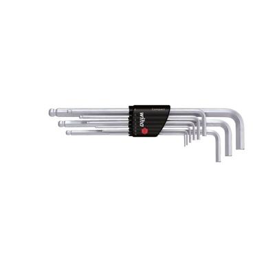 Wiha Stiftsleutelset | in Compact houder | Zeskantkogelkop | 10-delig | mat verchroomd | in blister - 2292 - 02292a