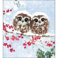 Kerstkaart - 2 Uiltjes in Sneeuw (Set van 5) - thumbnail