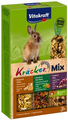 Trio Mix druif/noot-groente/biet-popcorn/honing-kracker dwergkonijn 3in1 - Vitakraft - thumbnail