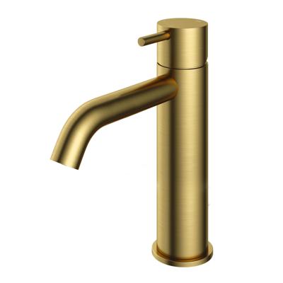 Wastafelmengkraan Hotbath Cobber 1-hendel Gebogen 21.6 cm Geborsteld Messing PVD
