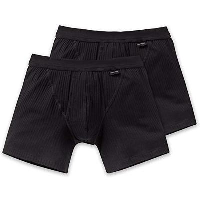 Schiesser Authentic boxershort met gulp 2-pack zwart