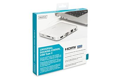 Digitus DA-70863 notebook dock & poortreplicator Bedraad USB 3.2 Gen 2 (3.1 Gen 2) Type-C Zilver