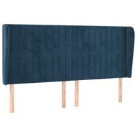 Hoofdbord met randen 163x23x118/128 cm fluweel donkerblauw - thumbnail