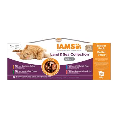 Iams Delights Land & Sea Collection 48x85 gr zakjes kat 2 x (48 x 85 g in saus)
